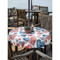 thumbnail image 2 of Outdoor Tablecloth with Umbrella Hole for Patio/Picnic/Party/Camping, Independence Day Waterproof Table Cloth Round Cover Washable, American Flag Love Heart Star Watercolor (Dia 60"), 2 of 9