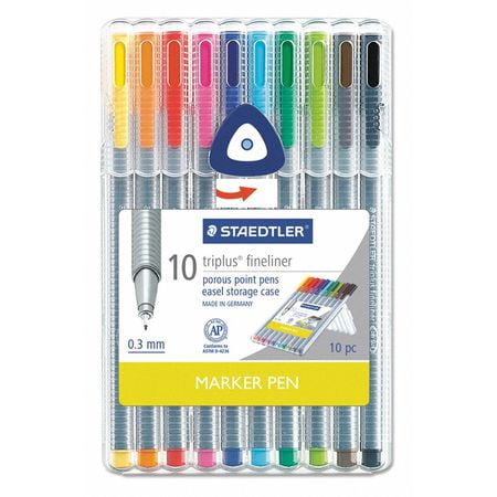 Staedtler Triplus Colour - Staedtler Fineliner Pens: Assorted Colors, 0.3mm, 10pk