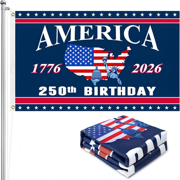 AUQ 250 Anniversary USA Flag - 3x5 Ft Double Sided 3 Layers Patriotic Flags - 4th of July Decorations Independence Day 250th Anniversary American Flag for Indoor Outdoor Decoration