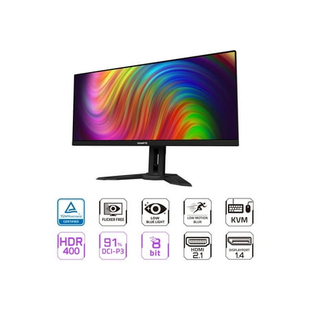 GIGABYTE M34WQ 34" LED WQHD FreeSync Premium IPS Gaming Monitor with HDR (HDMI, DisplayPort, USB) - Black