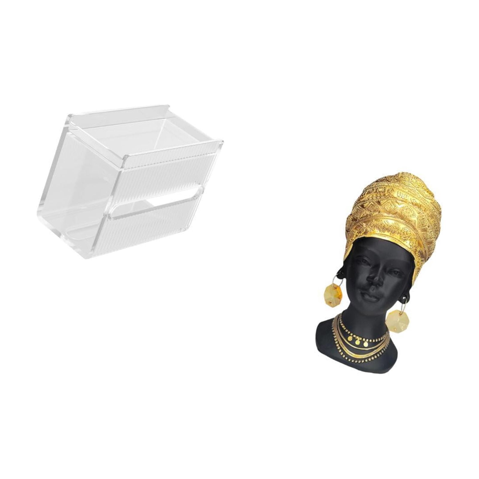 Fiocias Acrylic Toilet Paper Storage Box Modern Paper Towel Dispenser Wall Mounted Toilet Tissue Paper Holder African Woman Statue Tabletop Ornament Gift Home