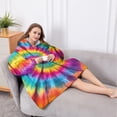 thumbnail image 5 of Oversized Wearable Blanket Hoodie,Colorful Rainbow Tie Dye Spiral Pattern Sherpa Blanket Hoodie with Super Pockets,Super Warm Fuzzy Pullover for Women & Men, 5 of 6