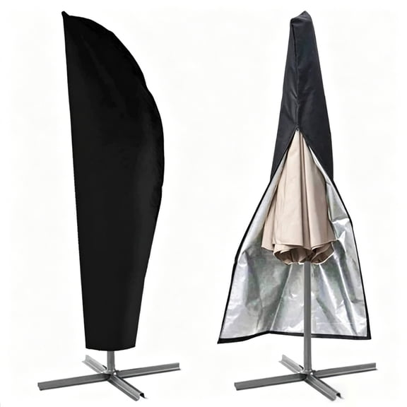 Courtyard Umbrella Cover, Waterproof Sunshade Outdoor Banana Umbrella Protective Cover, Black