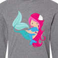 thumbnail image 4 of Inktastic Mermaid And Dolphin, Mermaid With Pink Hair Long Sleeve T-Shirt, 4 of 5