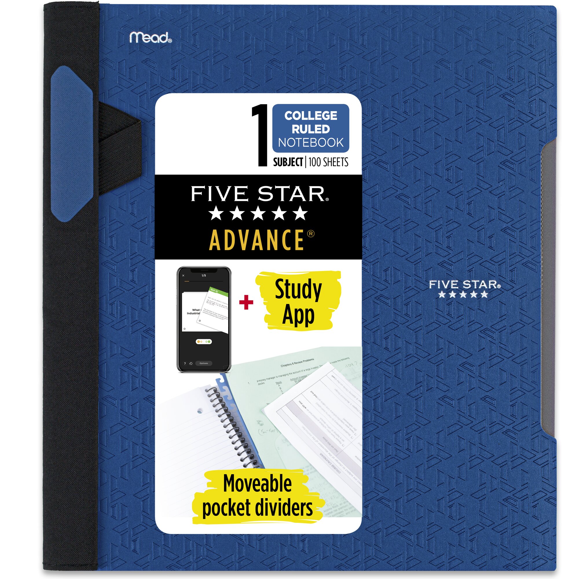 Five Star Advance Spiral Notebook + Study App, 1 Subject, College Ruled, 8.5" x 11"