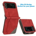 thumbnail image 2 of Wallet Case for Samsung Galaxy Z Flip 4, Vintage PU Leather Flip Case Card Slots Holder Cash Pocket, Kickstand Book Folding Folio Phone Cover with Wrist Strap for Samsung Galaxy Z Flip 4 - Red, 2 of 5