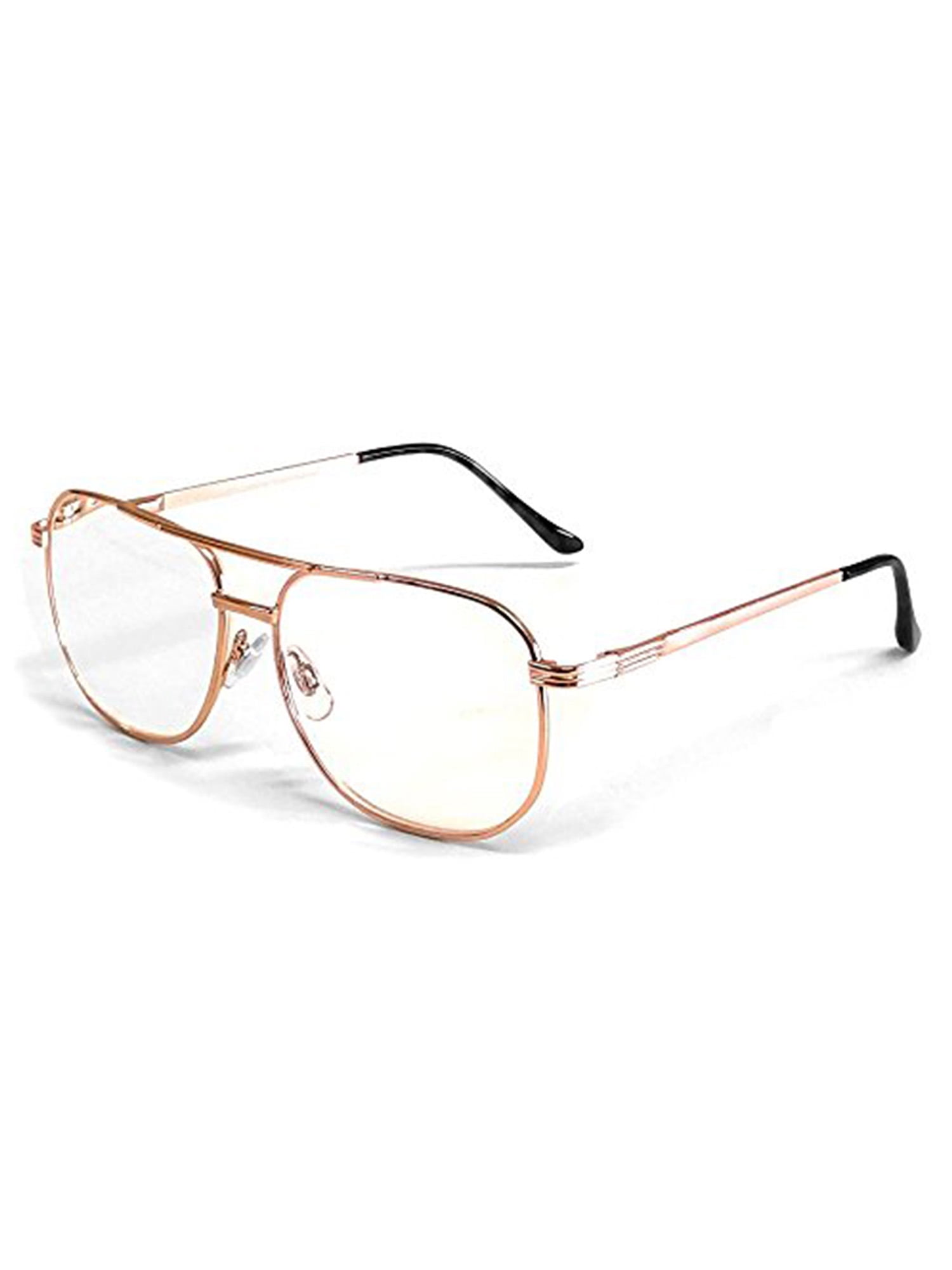 CLEAR READING GLASSES SPRING HINGE RETRO READERSGOLD+2.00