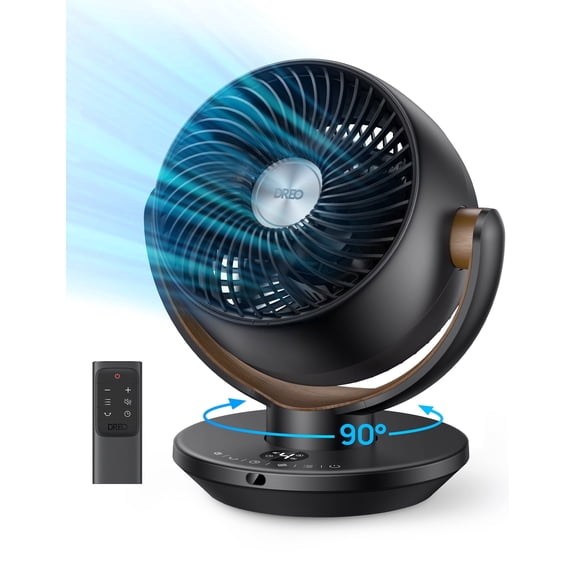 Dreo Fan for Bedroom, Desk Air Circulator Fan with Remote, 11 inch Table Fans for Whole Room, 60ft Powerful Airflow, 120° Vertical Manual  90° Oscillating Fan, 4 Speeds, 8H Timer, Quiet Fan, Home