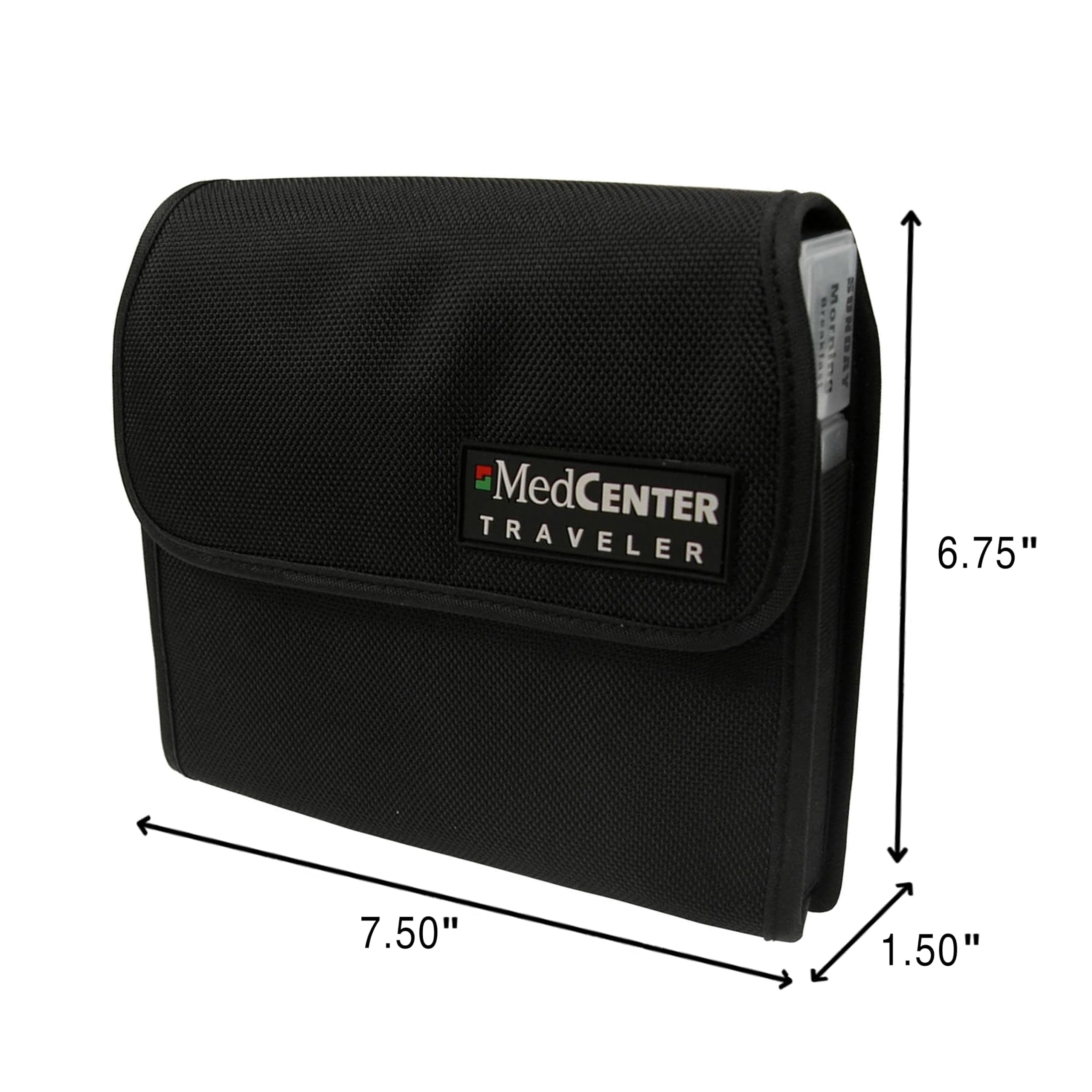 MEDCENTER Traveler 7 Day Pill Organizer HSA/FSA, Portable Pill Case, Large Capacity Medication Organizer for Traveling with 4 Daily Compartments, Nylon Pill Container for Travel, Large Size