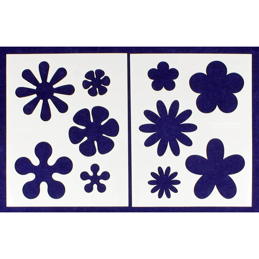 hippie flower 2 piece stencil set 14 mil 8 x 10 painting crafts