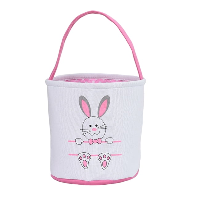 Cute Easter Bunny Canvas Basket Kids Easter Storage Gift and Egg Rabbit Basket for Children Party Decoration