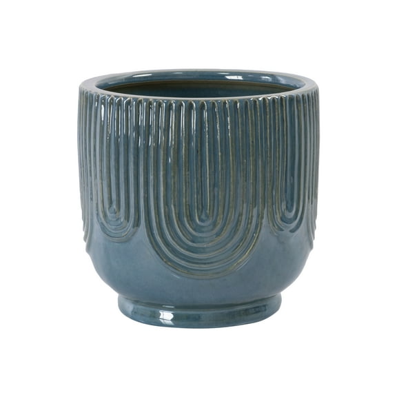 Beautiful 8" Soft Teal Pill Debossed Ceramic Planter by Drew Barrymore