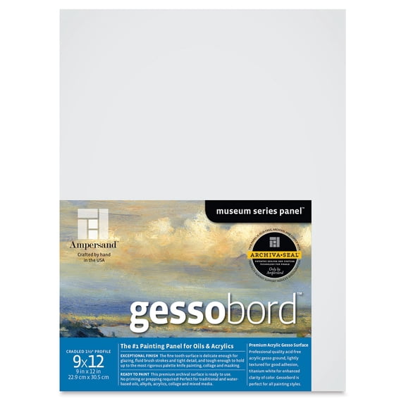 Ampersand Art Gessobord, Cradled, 1-1/2" Profile, 9" x 12"