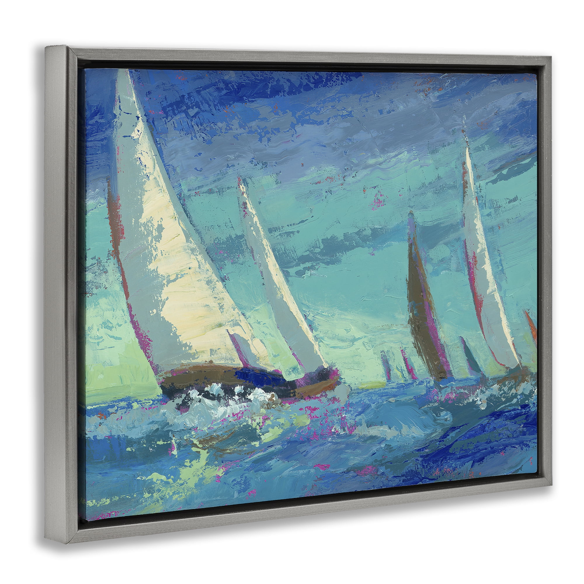 Stupell Industries Abstract Expression Regatta Gray Framed Floater Canvas Wall Art, design by Beth A. Forst