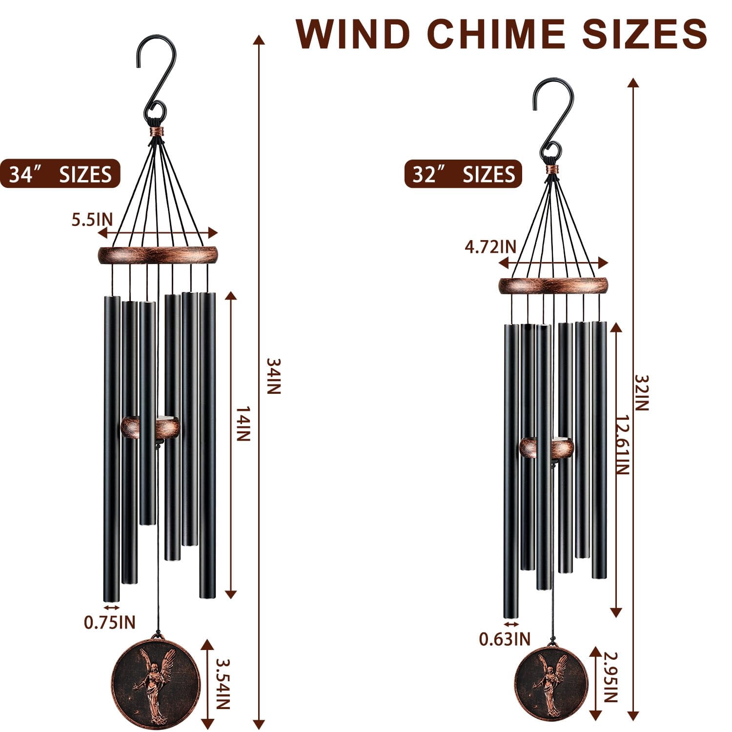 Wind Chimes For Outside  Vintage Angel Deep Tone Chime Outdoor Clearance Memorial/festivals/birthday Gift Mom Dad Women Grandma Home Garden Patio Decor (32" Angel)