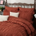 thumbnail image 4 of Beige Comforter Set Queen Size,Ruched Boho Bedding 9-Piece Bed-in-a-Bag for All Seasons,Fluffy Luxury Ruffle Bedding Set with Comforter, Flat Sheet, Fitted Sheet, Pillow Shams, Pillowcases, 4 of 12