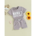 thumbnail image 3 of Bslissey Toddler Baby Boys Girls 2Pcs Summer Outfits Short Sleeve Letter Print T-shirt Tops + Solid Color Rolled Shorts 6M 12M 18M 24M 3T Infant Casual Shorts Sets, 3 of 9