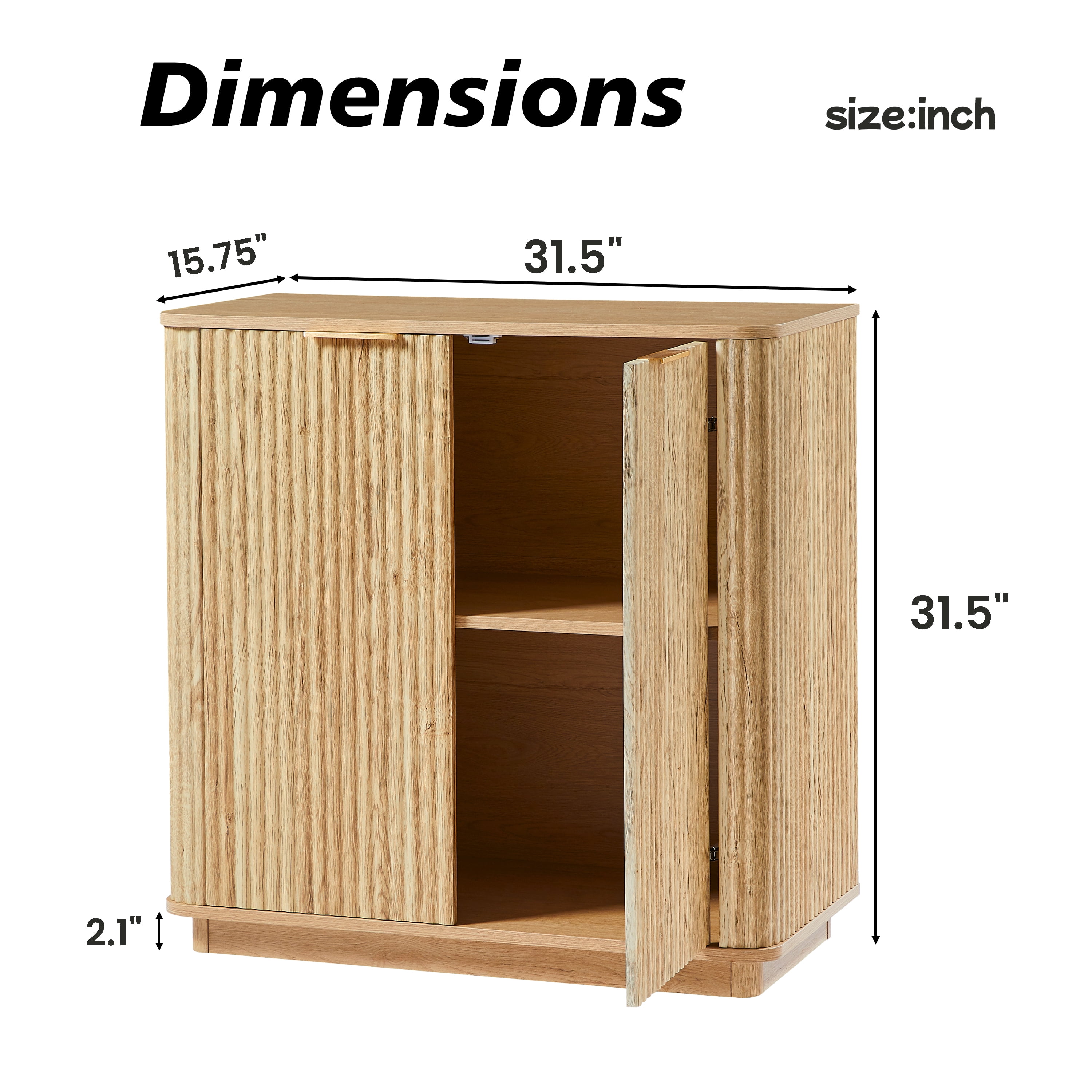 Buffet Cabinet Sideboard with Storage 31.5 Inch, Curved Wave Design Credenza for Bedroom, Living Room, Hallway, Stylish, Oak