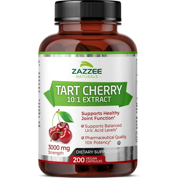 Zazzee Tart Cherry Extract 3000 mg Antioxidante y Articulaciones 200 Cápsulas
