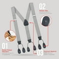 thumbnail image 3 of Hold'Em Men Y-Back Genuine Leather Trimmed Button End Tuxedo Suspenders Many Colors and Designs - Grey with Black Leather (Regular 46" long), 3 of 7