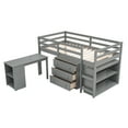 thumbnail image 5 of Gray Twin Low Study Loft Bed with Cabinet and Rolling Portable Desk, 5 of 8