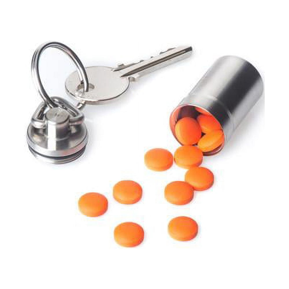 GUS Magnum Pill Fob, Made in USA, Stainless Steel Keychain Pill Holder, Larger Pill &amp; Vitamin Holder