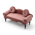 thumbnail image 3 of 54” Small Loveseat Sofa with 2 Pillows, Mid Century Modern Velvet Upholstered Couch Settee with Wood Legs and Nailhead Trim, 2-Seater Sofa Couch for Living Room Bedroom Apartment, Rose, 3 of 6