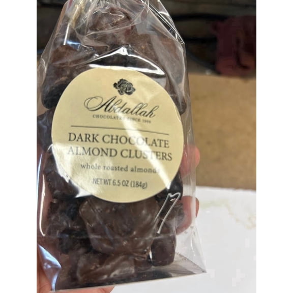 Abdallah Chocolates Dark Chocolate Almond Clusters 6.5 Ounce Bag