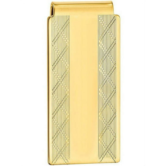 Primal Gold-plated Kelly Waters Hinged Money Clip with X pattern Sides