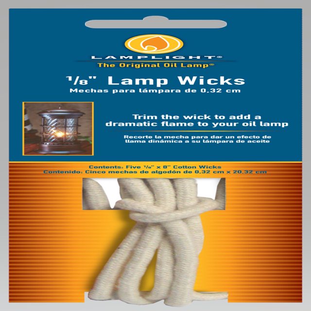 Lámpara Lamp Wick Farms Hooper, algodón, 3 mm x 20 cm de largo, paquete de 5