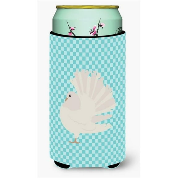 Carolines Treasures BB8124TBC Silver Fantail Pigeon Blue Check Tall Boy Beverage Insulator Hugger