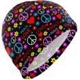 thumbnail image 1 of FYBTO Swimming Cap Peace Sign Flowers Hearts Love Unisex Adult FYBTO Polyester, 1 of 4