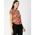 thumbnail image 3 of Moomaya Round Neck Short Sleeve Printed Loose Fit Top - Women's Casual Top, 3 of 9