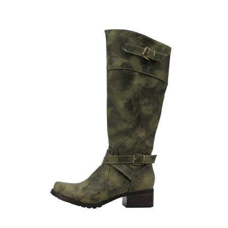 

Tepsmf Thigh High Boots Womens Winter Boots Boots With Belt Buckle Round Toe Low Heel Side Zipper Warm High Boots