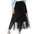 thumbnail image 3 of YUTK Skirt for Women Short - Women's Casual Bead Three-Layer A-Line Medium Length Gauze Skirt Dance Skirt Performance Dance Skirt Black S, 3 of 6