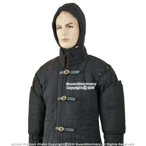 Black Gambeson Type I Medieval Padded Armour Coat SCA WMA Jacket SCA WMA