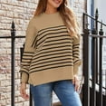 thumbnail image 2 of YDFCWXW Women's Oversized Sweaters 2025 Fall Outfits Trendy Crewneck Knit Side Slit Fashion Pullover Tops Khaki, S, 2 of 5