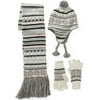 Faded Glory - Fair Isle Beanie, Gloves and Scarf Set