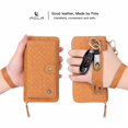 thumbnail image 4 of Galaxy S10 Wallet Case, Dteck Multi-Functional PU Leather Zipper Wristlets Clutch Detachable Magnetic 13 Card Slots 4 Cash Purse Protection Back Cover For Samsung Galaxy S10, Brown weave, 4 of 11