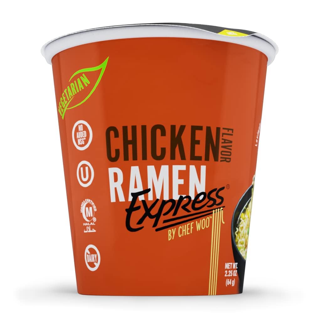 RAMEN EXPRESS Chicken Flavor Ramen Cup Noodle, 2.25 Oz Each (Pack Of 12