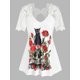 thumbnail image 1 of Talla grande Inserción de encaje Inserción Corte Floral Cráneo Imprimir Tee Rosegal Camisetas tallas grandes, 1 of 5