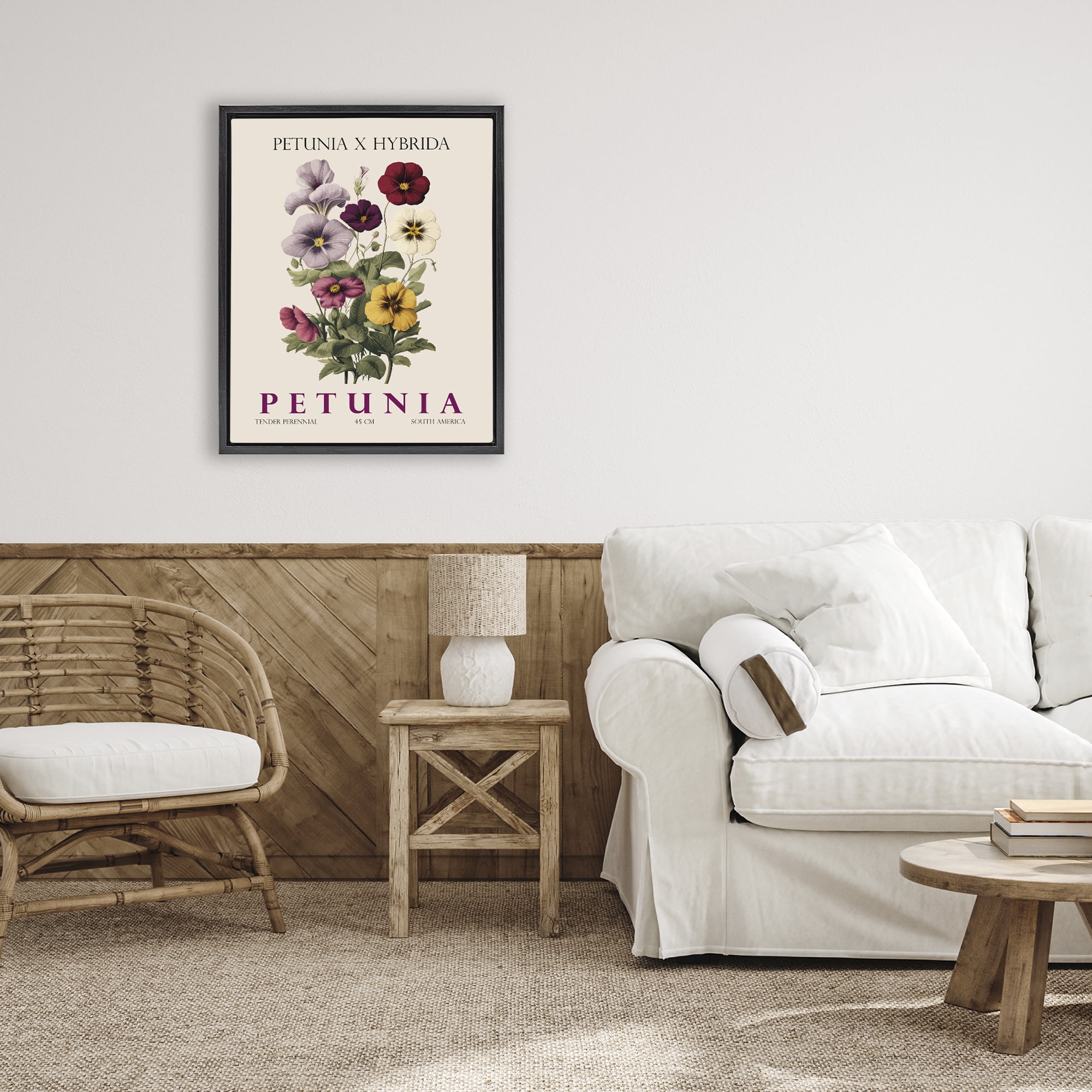 Stupell Industries Natural Petunia Bundle Black Framed Floater Canvas Wall Art, design by Christopher Giampietro