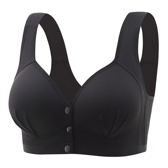 PEASKJP Women's Comfortable Bra Full Coverage Lace Plus Size Compression Unlined Bras with Underwire, Black 42