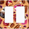 thumbnail image 2 of Metal Light Switch Wall Plate Outlet Cover (Coffee Mocha Candy Bean Toffee Swirl Cupcake Coffee Maker Orange Pink Hearts - Double Rocker), 2 of 2