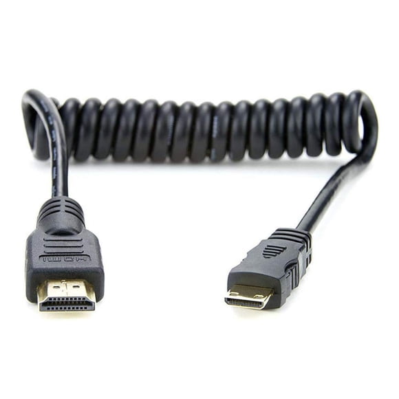 Cable Atomos ATOMCAB008 en espiral de Mini HDMI a HDMI completo de 30 cm