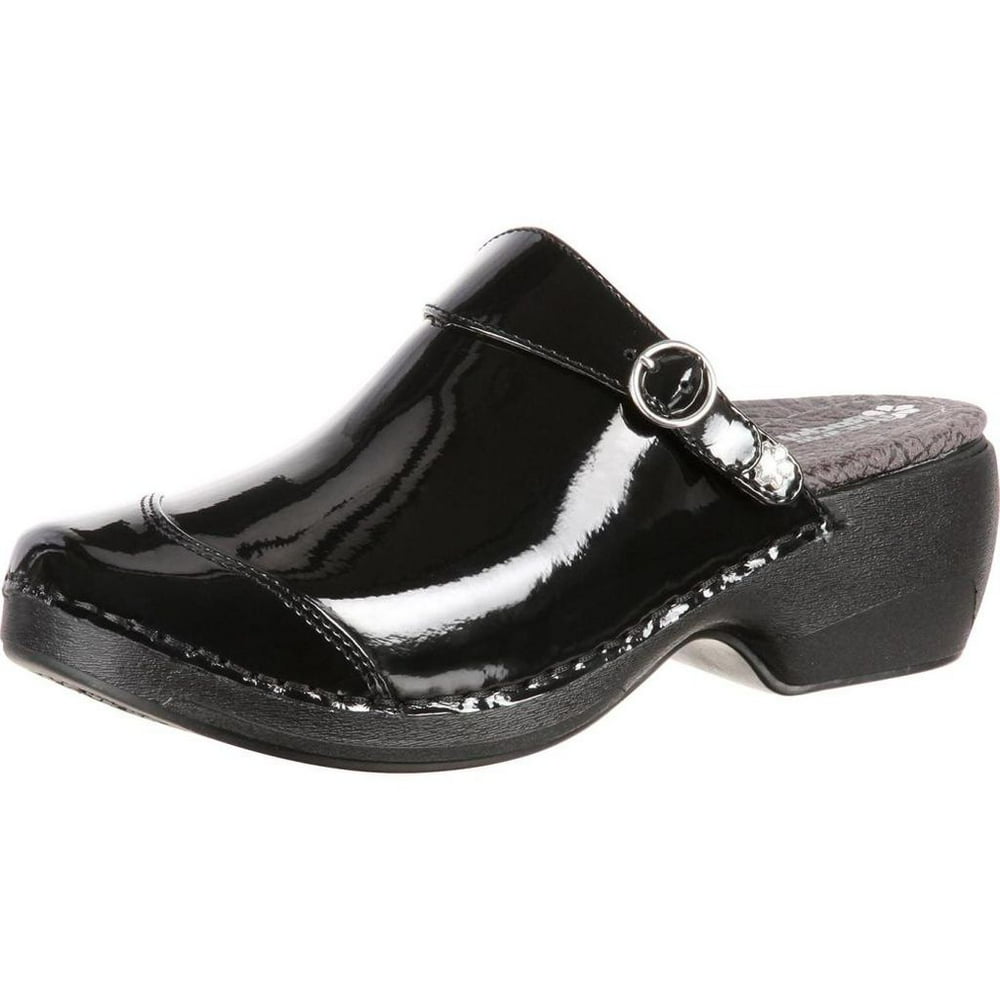 4Eursole 4EurSole Work Shoes Womens Patent Leather Clog Black RKH048