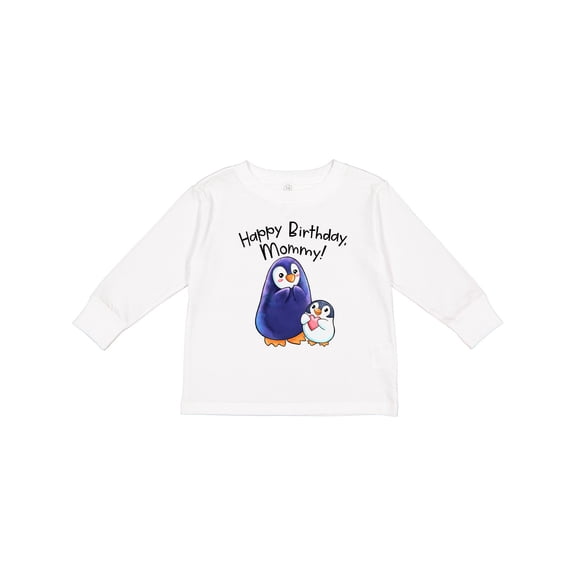 Inktastic Happy Birthday, Mommy- Cute Penguins Boys or Girls Long Sleeve Toddler T-Shirt