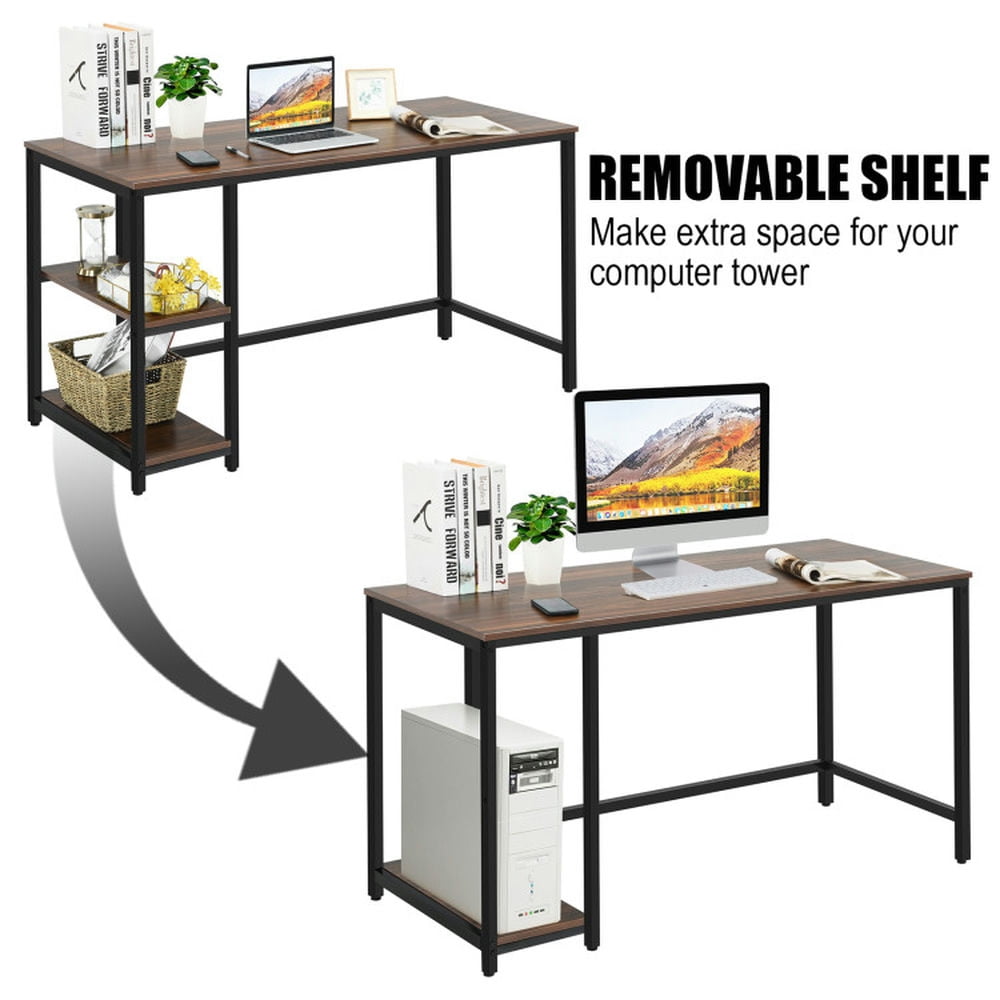 Demi Bonn 5" Computer Desk Office Study Table Workstation Home with Adjustable Shelf, Coffee
