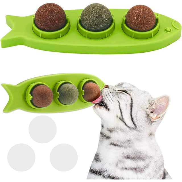 Verde - Bola de hierba gatera 3 en 1, juguete de pared con hierba gatera, para limpiar los dientes y atraer gatos (1 ud.)