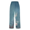 thumbnail image 4 of YUANGUANST Wide Leg Pants Woman Summer Linen Pants For Women Wide Leg Boho Pants Loose Palazzo Pants Floral Pants With And Pockets Office Slacks, 4 of 4